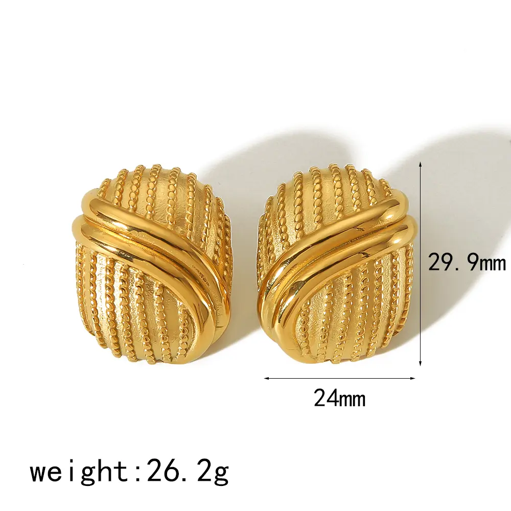 1 par de pendientes de botón minimalistas de estilo clásico con forma de croissant de acero inoxidable chapados en oro de 18 quilates para mujer h5 Imagen2